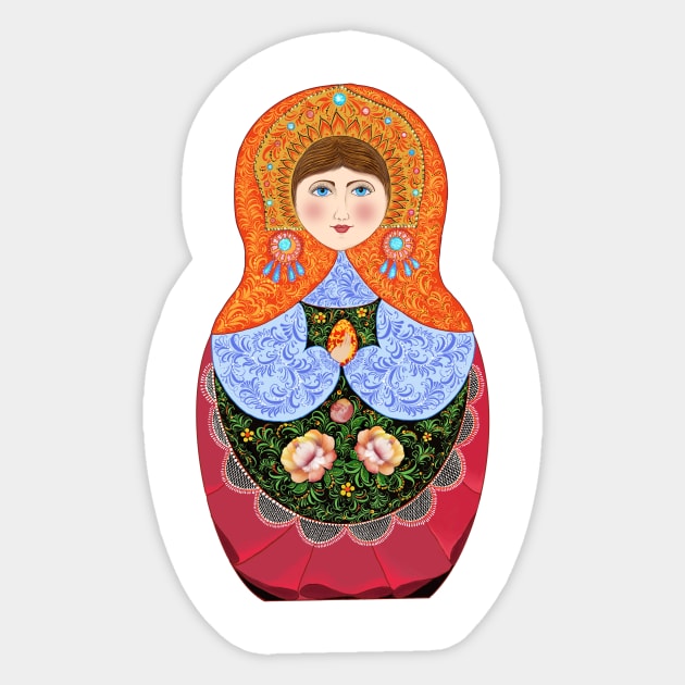 Matryoshka nesting doll merch Russian folk art Sticker by artnataly